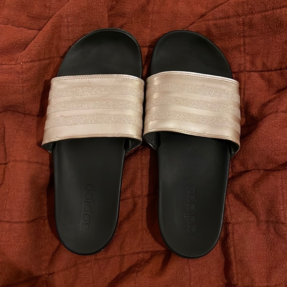 Adidas rose gold slides